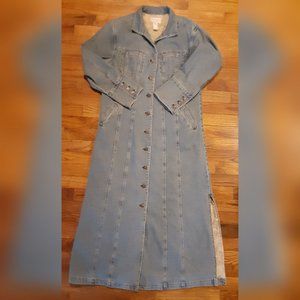 J Jill Out of the Blue Denim Maxi Coat Duster Hippie Boho Western
